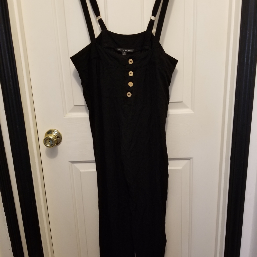 Haute Monde Black Jumpsuit with Button Accents